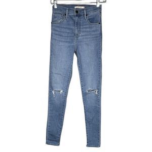 Levis Jeans Womens 4 26 Blue Mile High Super Skinny Busted Knee Destroyed Casual